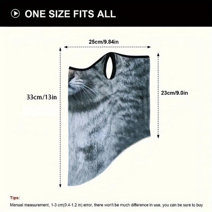 3D Animal Cat Design Summer Full Face Neck Protector Sun Shield Breathable Quick Dry Polyester Helmet Liner for Outdoor Cycling