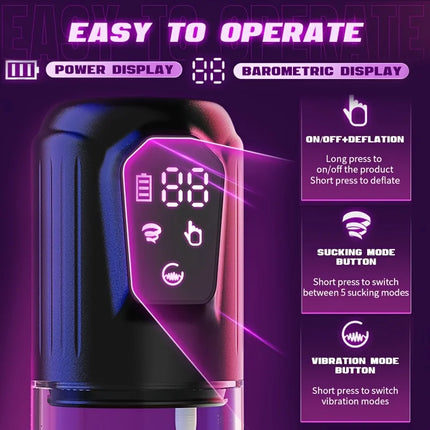 Male Masturbator Penis Pump Enlarger Transparent Visual Male Sex Toys for Men APP Control Vibrating Vacuum Suction Glans Trainer