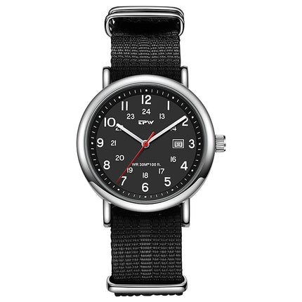 2026 TPW Field Watch Easy Reading Fabric Strap 24 Hours Display Quartz Movement Day function