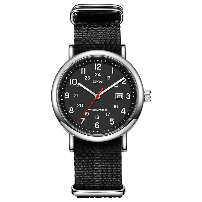 2026 TPW Field Watch Easy Reading Fabric Strap 24 Hours Display Quartz Movement Day function