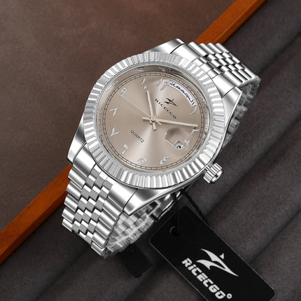 Business Mens Watches Stainless Steel Luxury Quartz Movement Wristwatch Clock Casual Chronograph for Holiday Couple Gift