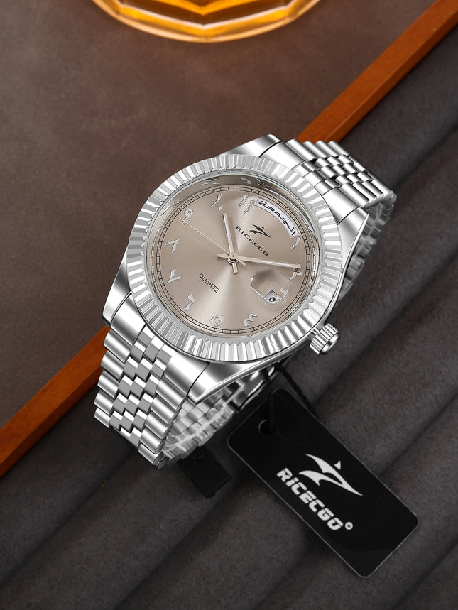 Business Mens Watches Stainless Steel Luxury Quartz Movement Wristwatch Clock Casual Chronograph for Holiday Couple Gift