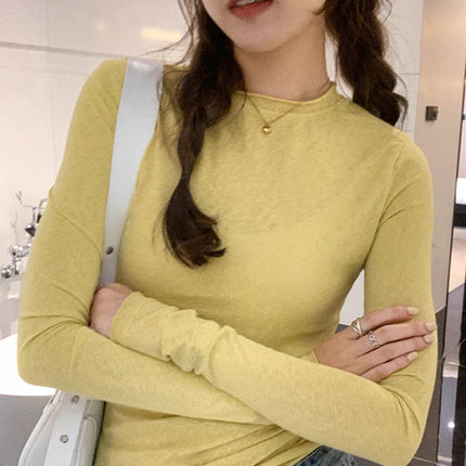 2026 Spring Autumn T shirt Women Tops Solid Slim Fit Long Sleeve O Neck Tshirts Female Casual Streetwear High Quality Base Tees