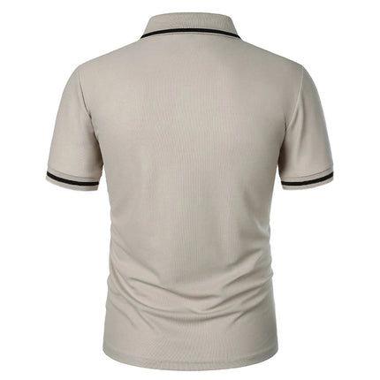 New Summer Men's Short Sleeve Polo Shirts Solid Business Casual Tees Fashion Breathable Loose Patchwork Tops Pockets Male Polos
