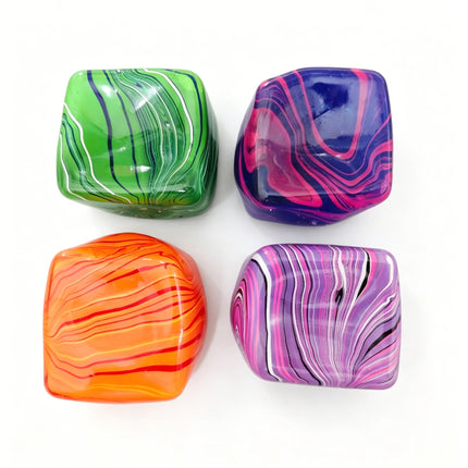 Stress Cube Squishy Gel Ball Marble Swirl Slow Rebound Soft Stretch Squeeze Fidget Sensory Decompression Anxiety Relief Toy.