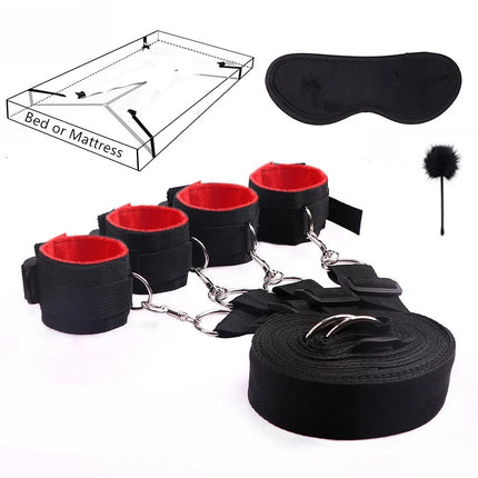 BDSM Bondage Gear Sets SM Slave Handcuff Leg Restraint Eyeblinder Teaser Sex Toy Kits Couple Adult Fetish Games Sex Bondage Toy