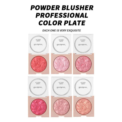 European American Style Rose Blush with Shimmer Fine Glitter Highlighting Contour Powder for Face Natural and Three-Dimensional