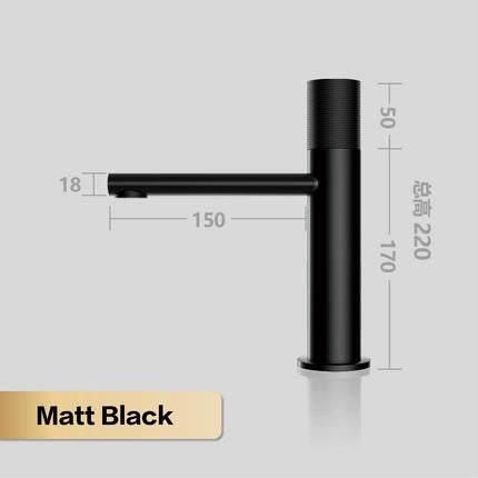 Brass Black Bathroom Faucet Round Hand Washing Toilet Table Under High-End Hotel Hot and Cold Faucet
