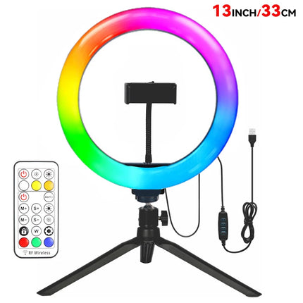 13Inch 33CM RGB Selfie Ring Light Photography Fill Lighting LED Ring Lamp for Video Recording Live Broadcast Selfie LED Lamp