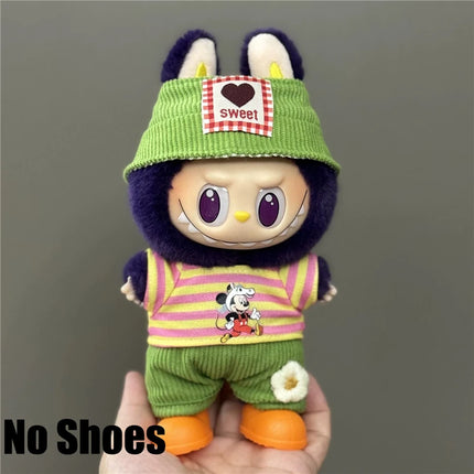 For Labubu Doll 15 17cm Outfit Clothing Cartoon Disney Mickey Minnie Mouse Zootopia Judy and Nick Stitch Goofy Cosplay Clothes ﻿