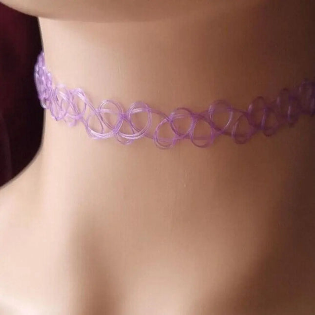Choker Necklace Vintage Elastic Tattoo Choker Multi Color Fashion Retro Necklace Stretch Braided Fish Thread Gothic Jewellery