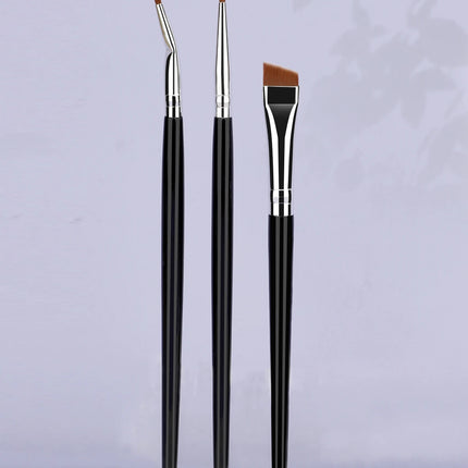 3pcs Eye Makeup Brush Ultra Fine Eyeliner Brush Set, Including Straight, Angled, Bent Tip, Suitable For Makeup