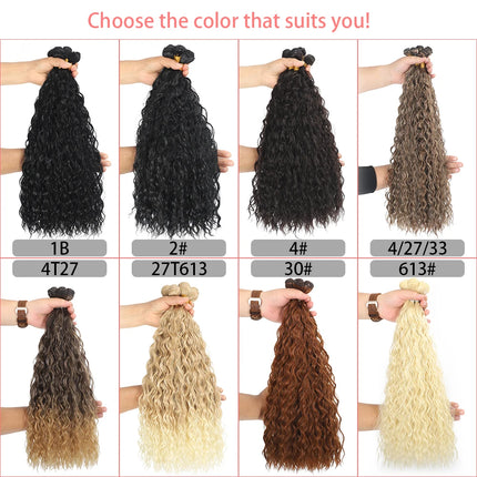 Synthetic Curly Hair Bundles Water Wave Hair Extension 1PCS/Pack 50g red-orange Color Gold Heat Resistant Fiber Kinky Curly Hair