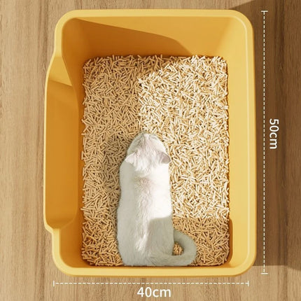 Cat Litter Box, Giant Anti-Splash Semi-Enclosed Cat Toilet, Giant Pet Litter Pan for Indoor Cats