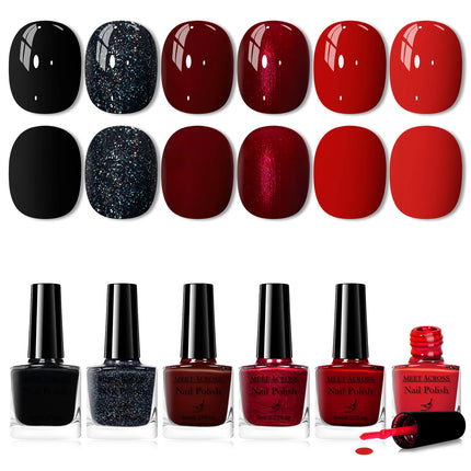 6pcs 8ml Water-Based Nail Polish Long Lasting Quick Drying No Need of Lamp to Cure Nail Supplies Vernis for Nail Art Decorations