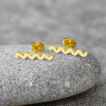 Stainless Steel Earrings 2022 Trend Simple Wave Charms Luxury Fashion Stud Earrings For Women Jewelry Party Friends Kpop Gifts