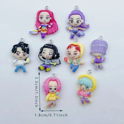 10pcs resin cartoon character jewelry earrings necklaces bracelets pendants DIY accessories