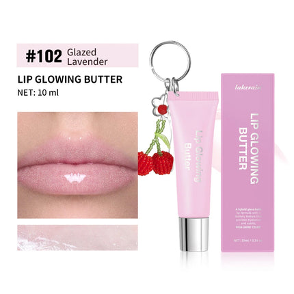Lakerain Lip Gloss Butter Lip Balm Moisturizing Lip Balm Lip Gloss With Pendant Silver Chain Cherry Easy to Carry Lip Gloss