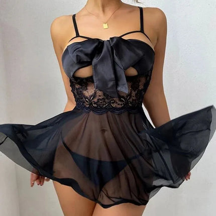 Sexy Lingerie Women Crotchless Sleepwear Summer Pajamas Lace Female Night Dress Erotic Costumes Underwear Nightgown G-string
