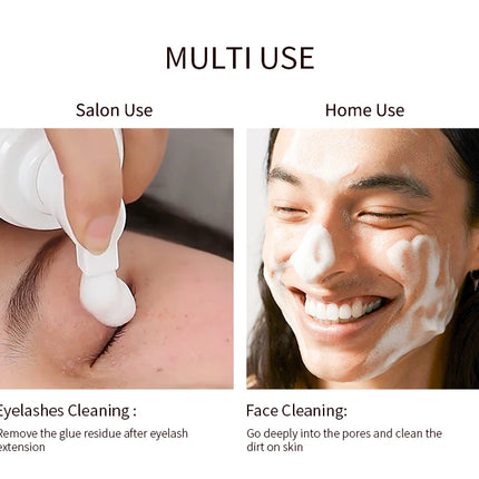 ICONSIGN 60ml Lash Shampoo Brush Kit Professional Lash Foam Cleanser Pump Design No Stimulation Eyelash Mousse Lash Glue Remover
