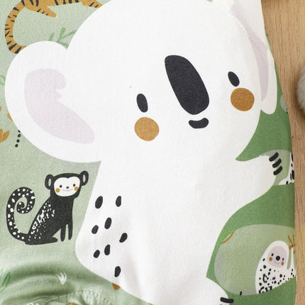 IURNXB Infant Koala Animal Print Romper for Boy Girl Newborn Baby Faux Two-Piece Bodysuit Short Sleeves Casual Play Wear 1-18M