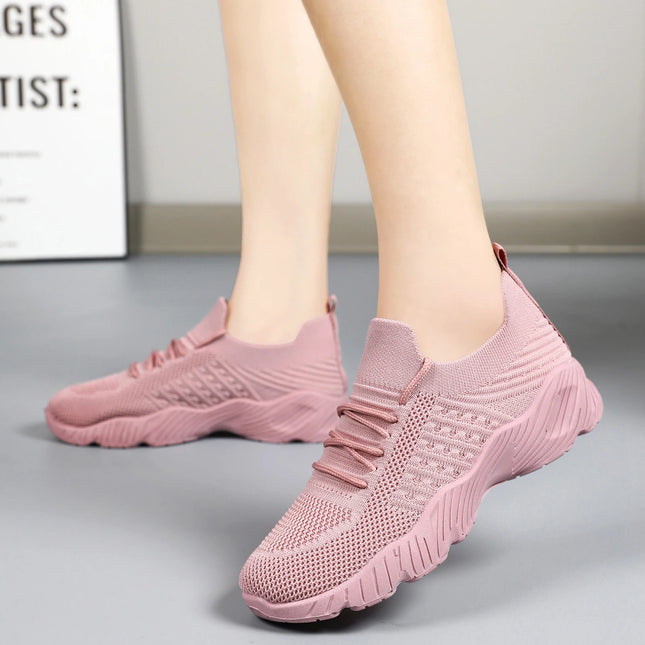 Women's Sneakers Breathable Casual Women Sock Shoes Lace Up Ladies Flats Female Spring Vulcanized Running Zapatillas De Mujer