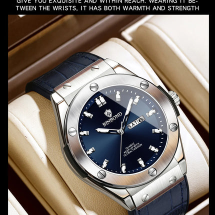 BINBOND Top Brand Business Classic Men's Watches Waterproof Date Week Luxurious Luminous Multifunction Fashion Male Quartz Watch