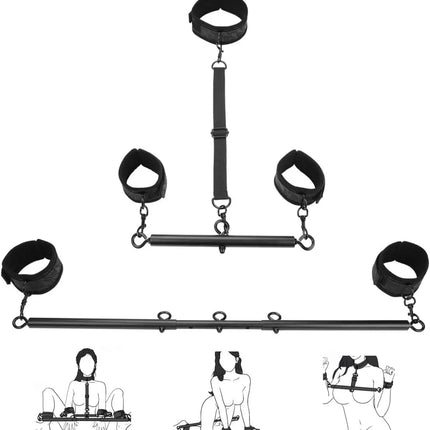 Stainless Steel Adjustable Spreader Bar Handcuffs Wrist Ankle Cuffs BDSM Sex Toy Slave Obedience Bondage Train Fetish Restraints