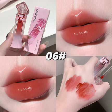 Gege Bear Water Light Lip Llaze Set Mirror Lipstick Lip Gloss, Hydrating Moisturizing, Long Lasting, Gift for Lover