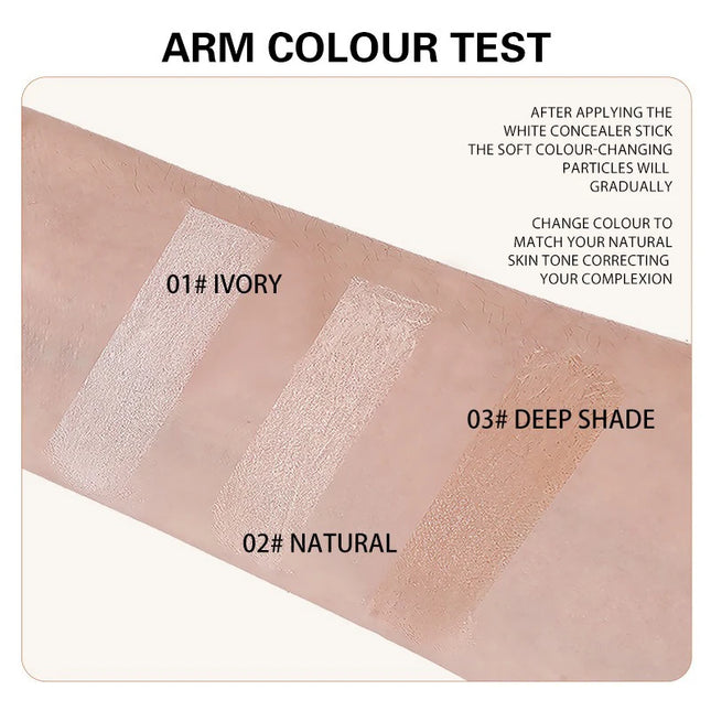 2-in-1 Color-Changing Foundation Stick Lightweight Moisturizing Concealer Foundation Cream Face Brightening Makeup Cosmetics
