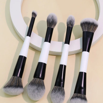 Double Head Makeup Brushes 2 In 1 Flat Angled Foundation Concealer Contour for Blending Loose Powder Liquid Cream Cosmetic Tools