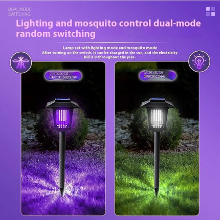 Solar and Electric Shock Mosquito Repellent Lamp Waterproof Bug Zapper 2Mode LED Light for Outdoor Garden Lawn Camping Villa Use