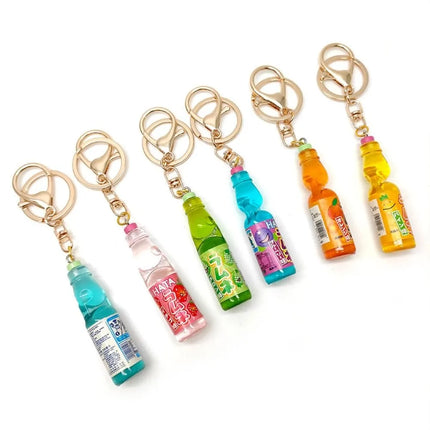 Simulation Marbles Bobble Soda Key Chain Miniature Japanese Ramune Soda keychain Cute Dollhouse Ornaments Bag Accessories