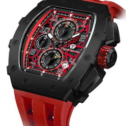 TSAR BOMBA New TB8204 Watch for Men Japan Quartz Chronograph 50M Waterproof Wristwatch Fashion Sport Clock Male Luxury Mens Gift
