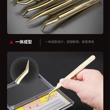5PCS Eyelash Extension Tweezers Set Lash Applicator Tool Stainless Curved Straight For Eyelash false Clip Makeup Nail Art Tools