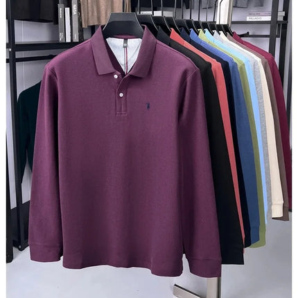 High-end brand 100% cotton long sleeve polo shirt, fashion luxury, pony embroidery, business casual comfort, new Paul men's T-shirt