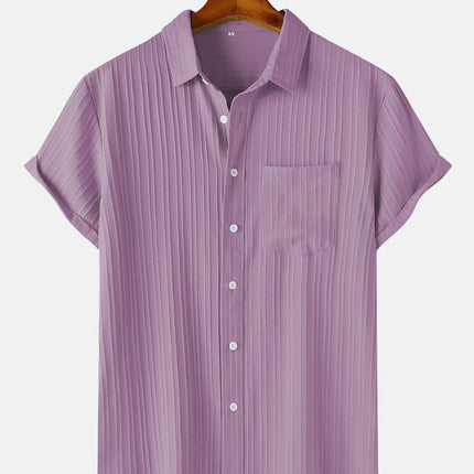 Men's  Comfortable Shirt Summer Beach Men's Shirt   Men's Short Sleeve Shirts  Solid Color Casual Short Sleeve Shirt