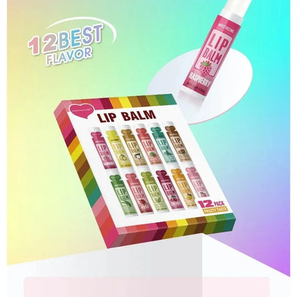12PCS Moisturizing Fruit Flavor Color Lip Balm Set Hydrating Nourishing Lipstick Set Cracking Lip Care long-lasting moisturizing