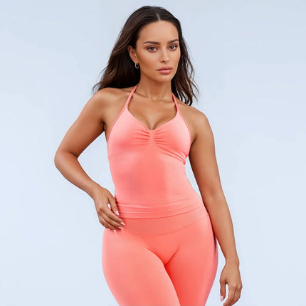 HISTELLO Impact Longline Strappy Top Sports Yoga Vest Women Fitness Tank Top Gym Beautiful Open Back Bra Running Workout Halter