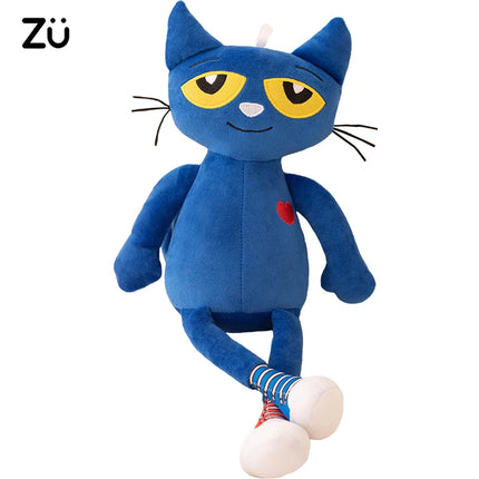 ZU Cartoon Character Pete the Cat Plush Doll Soft Stuffed Cats Toys Kawaii Blue Kitten For Girl Boy 15.5inch