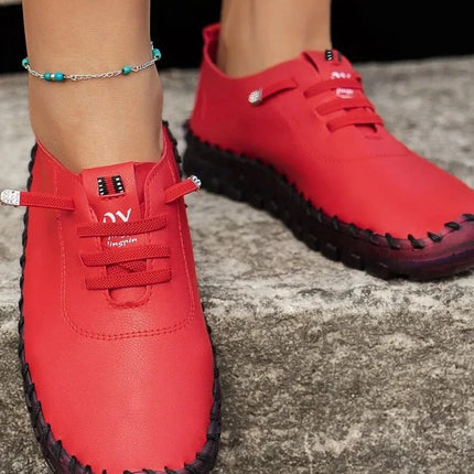Sneakers Women Shoes Loafers Lace Up Leather Flat New Spring Casual comfortable Mom Shoe Mujer Zapatos Chaussure Femme