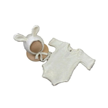 Newborn Photography Props Knitted Outfit Rabbit Doll Baby Cosplay Glasses Baby Photoshoot Props Accessories