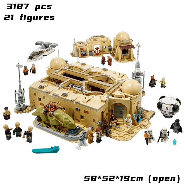 Cheapest The City Mos Eisley Cantina Bricks Building Blocks 3187pcs Space War Spaceport Model Birthday Gifts for Teenage Toys