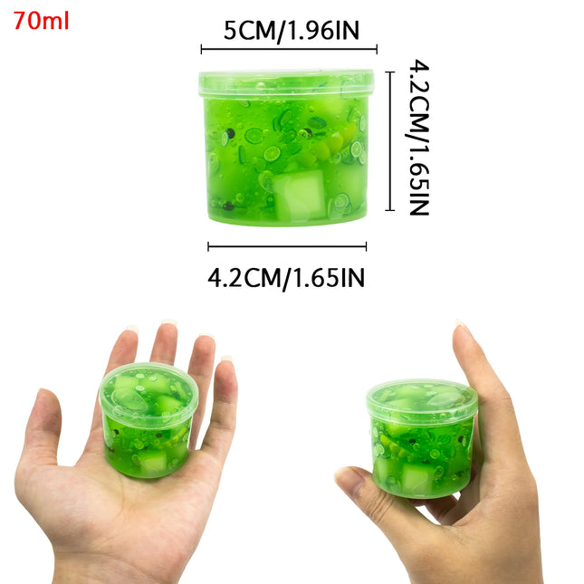 70/300ml Large Crunchy Crystal Slime Kit - Leaf Watermelon Grape Premade Slime Pack Set Non-Sticky Jelly Cube Slime for Party