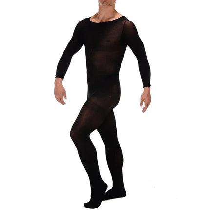 Men's Black Sexy Fishnet Body Stockings Plus Size Male Erotic Underwear Exotic Open Crotchless One-pieces Body suits for Man