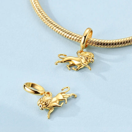 New Original 925 Sterling Silver Charms Bead Gold Chameleon Turtle Cat Charm Fit Bracelet Dangle Pendants DIY Women Jewelry Gift