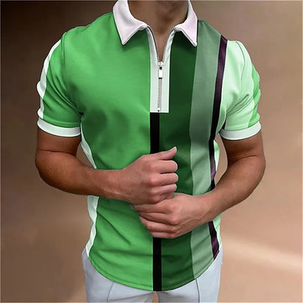 Men's Tops Polo Golf Men's King Print T Shirt High Quality Turndown Short Sleeve Zipper Pullover Original Golf Wear Men Clothing