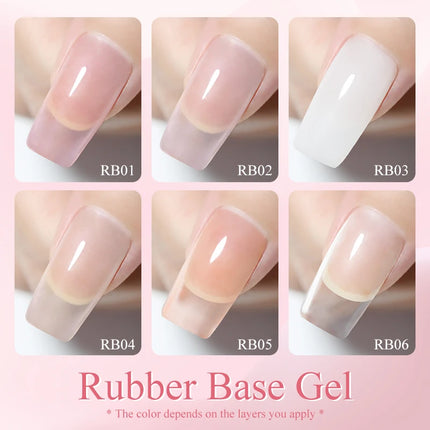 NAILCO 6Colors 15ml Hema Tpo Free Rubber Base Gel Polish Jelly Pink Clear Nail Extension Semi Permanent UV Hybrid Gel Varnish