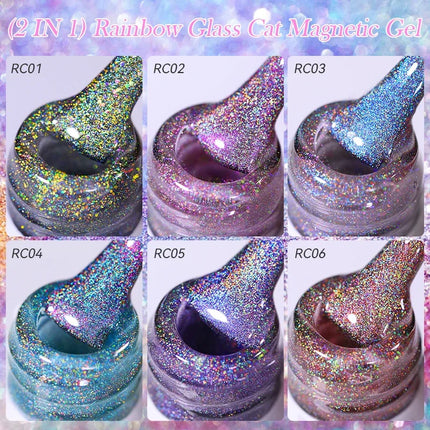 LILY’CUTE 7ml Ultra Shine Cat Eye Nail Polish Rainbow Laser Dual Beam Crystal Nail Gel Varnishes Soak Off Semi Permanent UV Gel