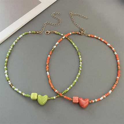 New Fashion Candy Color Choker Necklace for Women Girl Love Heart Square Geometric Short Necklace Seed Bead Neck Jewelry 2026